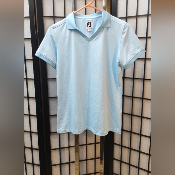 FootJoy Tops - FootJoy Blue Stretch Lisle End on End Open Collar Polo Women's polo shirt